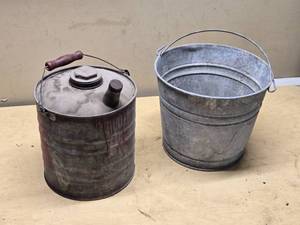 Metal Gas Can and Bucket