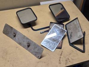 Side Mirrors and Metal Plates Including Mirror with Handle
