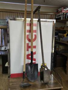 Shovel, Hoe, and Post Hole Digger Set
