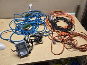 Extension cords, work light, and trouble light