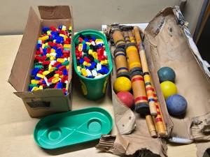 Assorted Building Blocks and Croquet Set