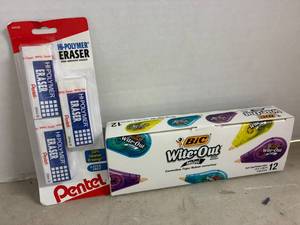Pentel Erasers and BIC Correctip Tape
