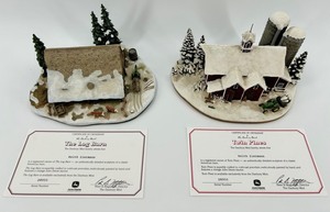 Danbury Mint John Deere Twin Pines & the Log Barn Sculptures