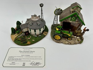 The Danbury Mint Round Barn Sculpture Set D8955 & Small Barn with Tractor