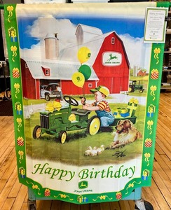 John Deere Happy Birthday Flag Banner with COA