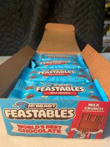 NY 1 - MrBeast Feastables Milk Crunch Chocolate Bars 24-Pack