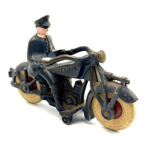 1930s Hubley Champion Police Harley-Davidson Cast Iron Motorcycle with Police Rider