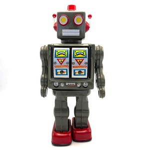 Vintage Tin Litho 10 Walking Robot  Japanese Space Age Battery-Operated Toy