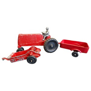 Ertl Cast Aluminum Farm Tractor with Wagon & Implement Set
