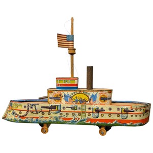 USS Oregon Tin Battleship with Wooden Hull Core  Circa 18901910