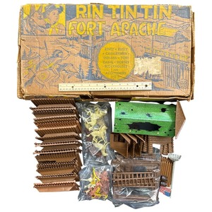 Vintage Marx Rin Tin Tin Playset with Original Box  Approximately 85% Complete
