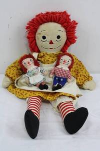 Raggedy Ann & Andy Style Cloth Doll Set (Lot of 3)