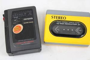 Aiwa HS-J315W & Yellow Stereo Cassette Players Mixed Lot