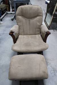 Upholstered Rocking Recliner & Ottoman (Lot of 2)