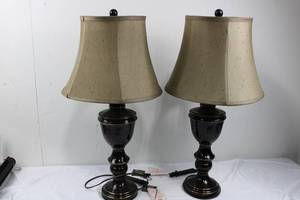 Pair of Ceramic Table Lamps With Shades 30 in Tall