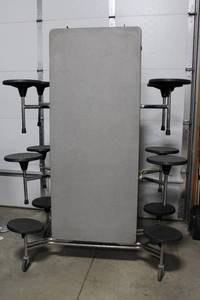 SICO Folding Rollaway Table With Attached Stools 30 x 12