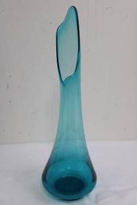 Tall Turquoise Art Glass Vase