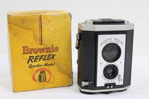 Vintage Kodak Brownie Reflex Synchro Model Camera With Box
