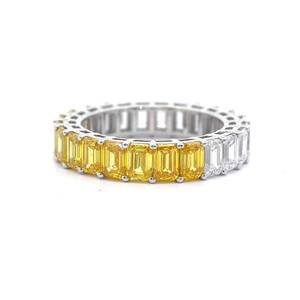 4.86 Carat Fancy Yellow & White Diamond Baguette Half & Half Eternity Ring in 14k Gold *VIDEO*