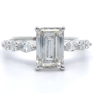 2.50 Carat Emerald Cut Diamond Nature Trellis Ring in 14k White Gold $3,399 Retail VIDEO