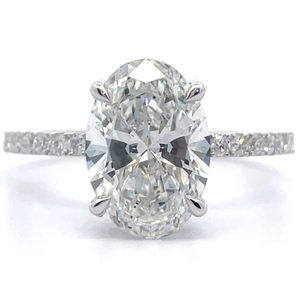 3.50 Carat Diamond Oval Pav Hidden Halo Engagement Ring in 14k White Gold $4,000 Retail VIDEO