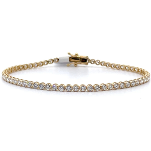 New Modern 3 Carat Diamond Bezel Tennis Bracelet in 14k Yellow Gold $3,500 Retail VIDEO