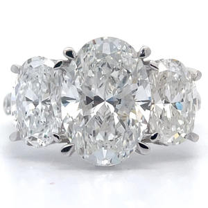 New STUNNING 7.75 Carat Diamond Three-Stone Oval Pav Ring in 14k White Gold $12,999 Retail VIDEO