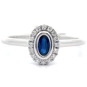 0.34 Carat Natural Blue Sapphire & Diamond Ring in 14k White Gold VIDEO