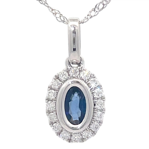 0.36 Carat Natural Blue Sapphire & Diamond Pendant Necklace in 14k White Gold VIDEO