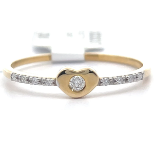 Natural Diamond Heart Pav Promise Ring in 14k Yellow Gold VIDEO