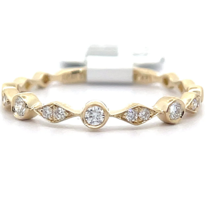 0.13 Carat Natural Diamond Marquise Bezel Stacking Ring in 14k Yellow Gold VIDEO