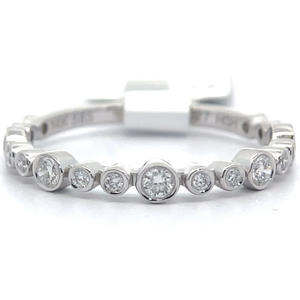 0.28 Carat Natural Diamond Bezel Bubble Stacking Ring in 14k White Gold VIDEO