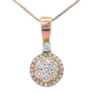 0.33 Carat Natural Diamond Pav Drop Pendant in 14k Rose Gold VIDEO