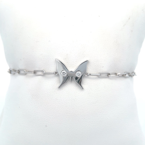 Diamond Butterfly Charm Paperclip Chain Bracelet VIDEO