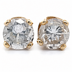 0.20 Carat Diamond Solitaire Round Brilliant Stud Earrings in 14k Yellow Gold VIDEO