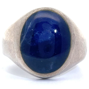 Large Oval Cabochon Sodalite Estate Ring VIDEO