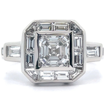New! 2.40 Carat Natural Diamond Step-Cut Halo Ring in Platinum - GIA Report Center Stone (F / SI1 1.20 Carat) in Platinum; $12,500 Retail *VIDEO*