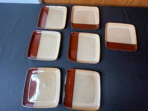 Square Dinner Plates - Sango Eclipse Brown 4976 (Lot of 7)