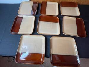 Square Dinner Plates - Sango Eclipse Brown 4976 (Lot of 8)