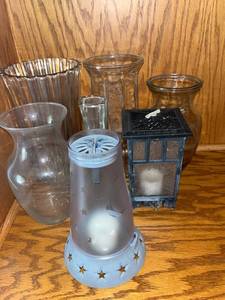 Glass Vases & Candle Holders Mixed Lot