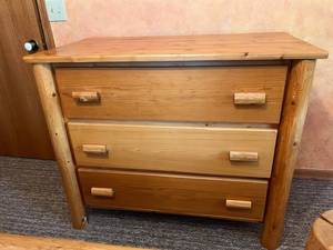 Pine Log Dresser - 3 Drawer Rustic 38 X 24 X 46 in