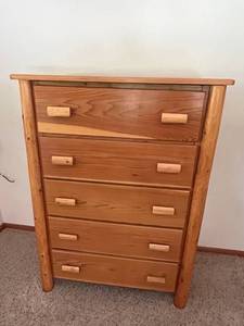Pine Log Dresser 5-Drawer 56 X 40 X 21 in