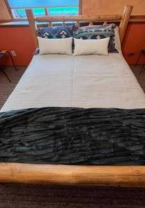 Queen Log Bed Frame With Ther-A-Pedic Mattress - LinensComforter Inc