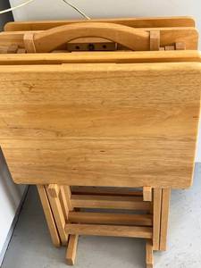 TV Tray Tables - Wooden Folding Set (Lot of 4)