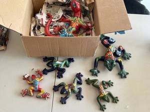 Unique Hand Painted Ceramic Gecko Figurines by G. Torres