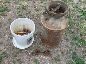 Milk Can, Garden Tools & Rusty Hardware Mixed Lot