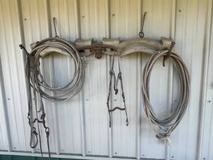 Horse Harness Tack Set With Wooden Yoke Display