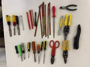 Hand Tools Mixed Lot - Screwdrivers, Snips, Pliers, Files & Brush