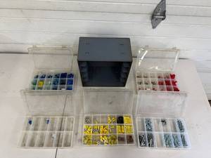 Hardware Organizer Cabinet With Assorted Electrical Terminals & Screws