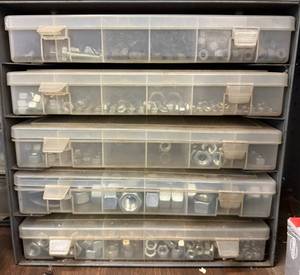 Hardware Storage Bins & Assorted Fasteners Mixed Lot